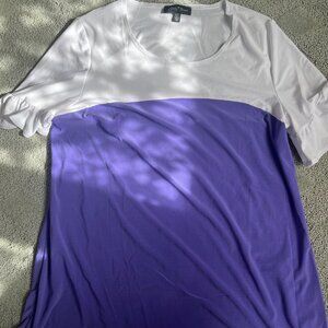 Slinky Brand Purple and White Dress - Size Medium